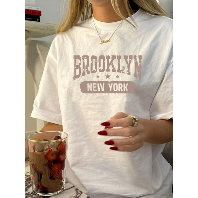 Camisetas de manga corta con estampado para niñas y niñas, de algodón, cómodas para uso diario, playera simple de veranoVintage-Inspired Geometric Print T-Shirt for Women - Casual Crew Neck, Short S