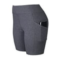 thumbnail image 2 of Women's High Waist Soft Ultra Stretch Yoga Shorts Leggings with 2 Side Pockets Pack of 3 Heather Charcoal, 2 of 6