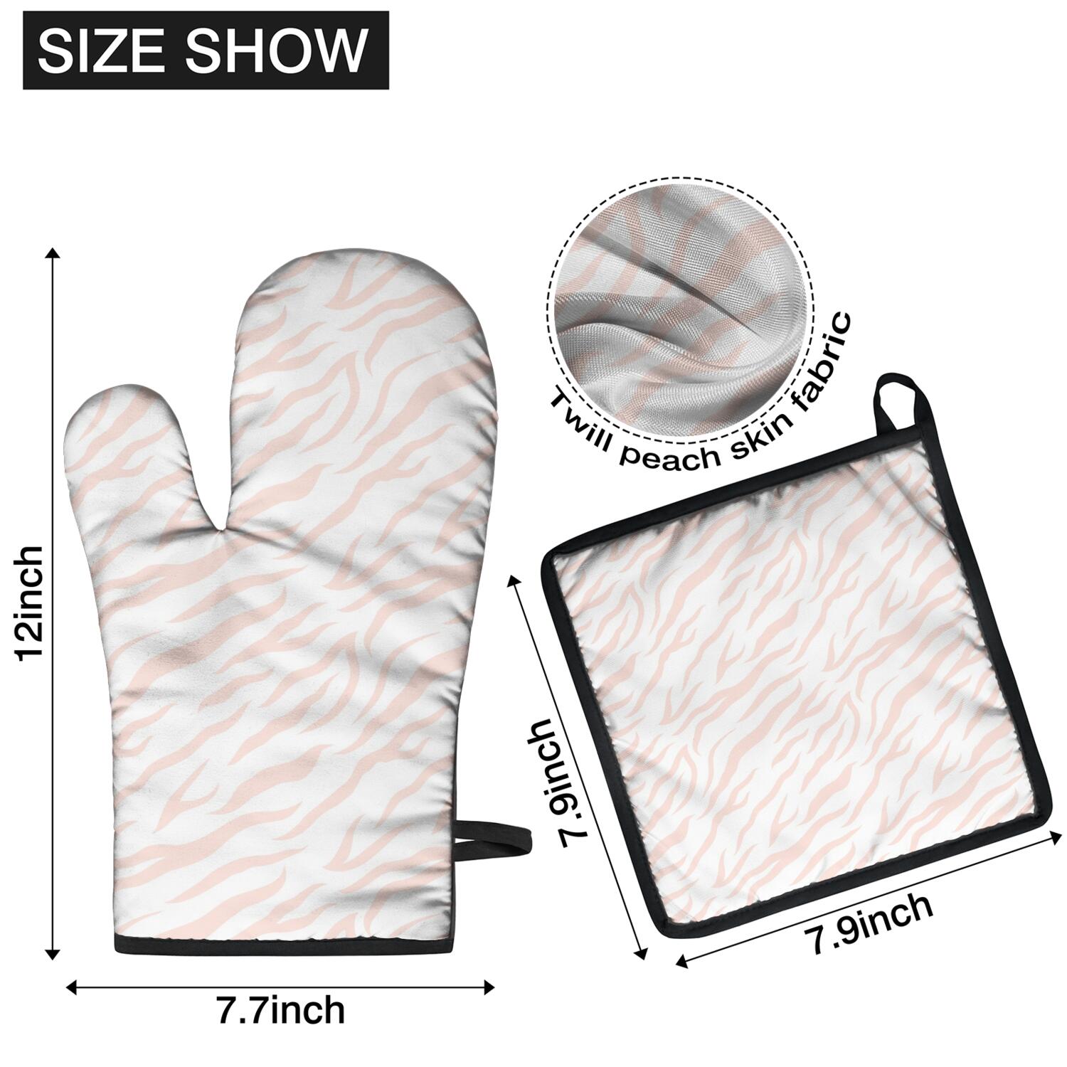 Leopard Print Oven Mitts and Pot Holders Set Of 4, Heat Resistant Kitchen Gloves with Non-Slip Grip, Hanging Loop, Soft Cotton Lining for Baking, Cooking, Grilling, Barbecue