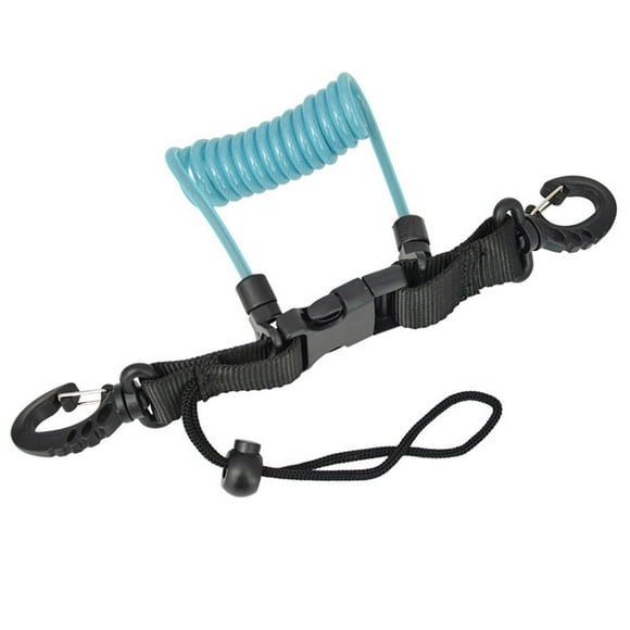 Cordón de bobina de buceo, hebilla de liberación rápida resistente, cordón para cámara, buceo Azul