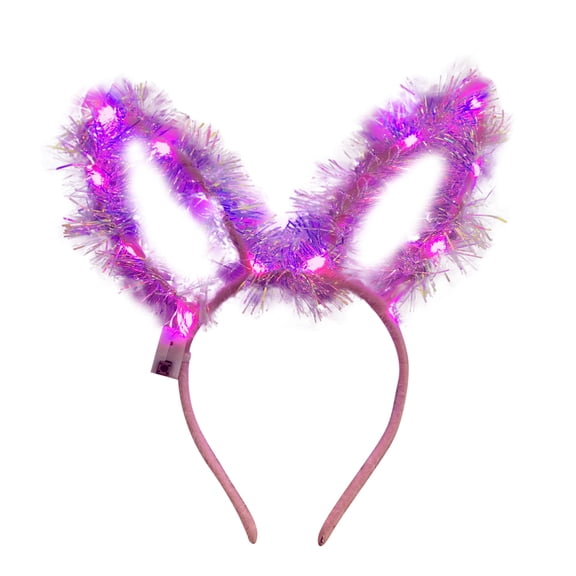CFMIURAN Light Up Bunny Ears, Women's Christmas Rabbit Ears Headband - Led Luminous Flashing Light Up Hair Hoop, Battery Operated Glowing Headpiece for Holiday Party Accessory