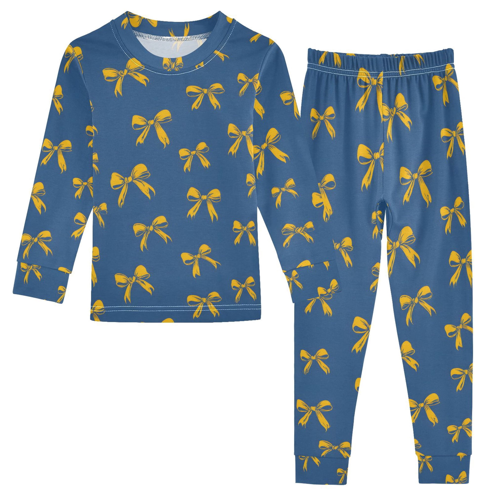 joogoo Bow-b1 Kids Pajamas Set Long Sleeve Soft Cotton Sleepwear 2 Piece 24M