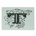 thumbnail image 1 of Letter T Cutting Board, Symmetrical Uppercase Letter in Renaissance Art Style Ornamental Monochrome, Decorative Tempered Glass Cutting and Serving Board, Small Size, Black Grey White, by Ambesonne, 1 of 1