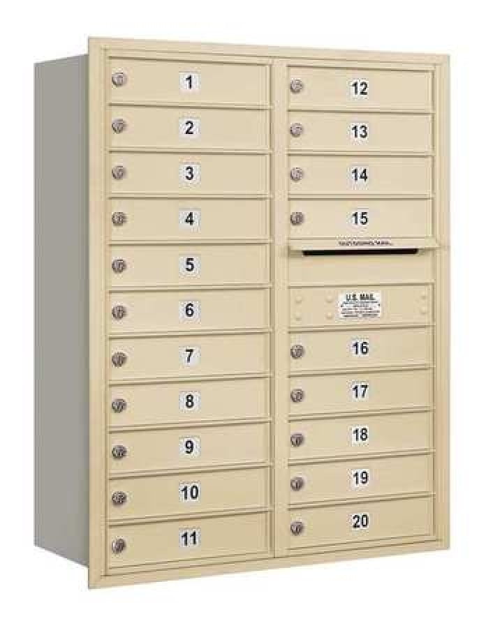 4C Horizontal Mailbox - 11 Door High Unit - Double Column - 20 MB1 Doors - Sandstone - Rear Loading - Private Access
