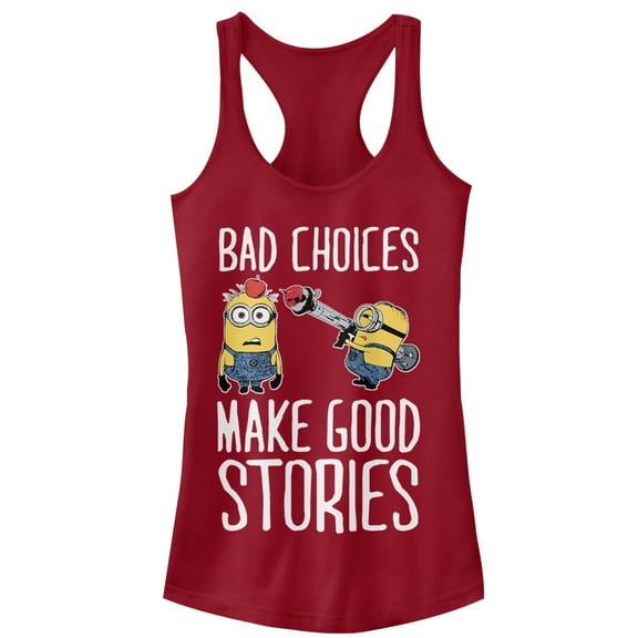 Junior's Despicable Me Minion Bad Choices Racerback Tank Top Scarlet Large