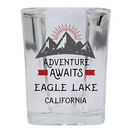 

Eagle Lake California Souvenir 2 Ounce Square Base Liquor Shot Glass Adventure Awaits Design