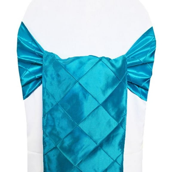 Wedding Linens Inc. (5pcs) 9.5"x108" Pintuck Chair Sashes Bows Ties Linens for Wedding Party Ceremony Event Home Dining Reception - Turquoise