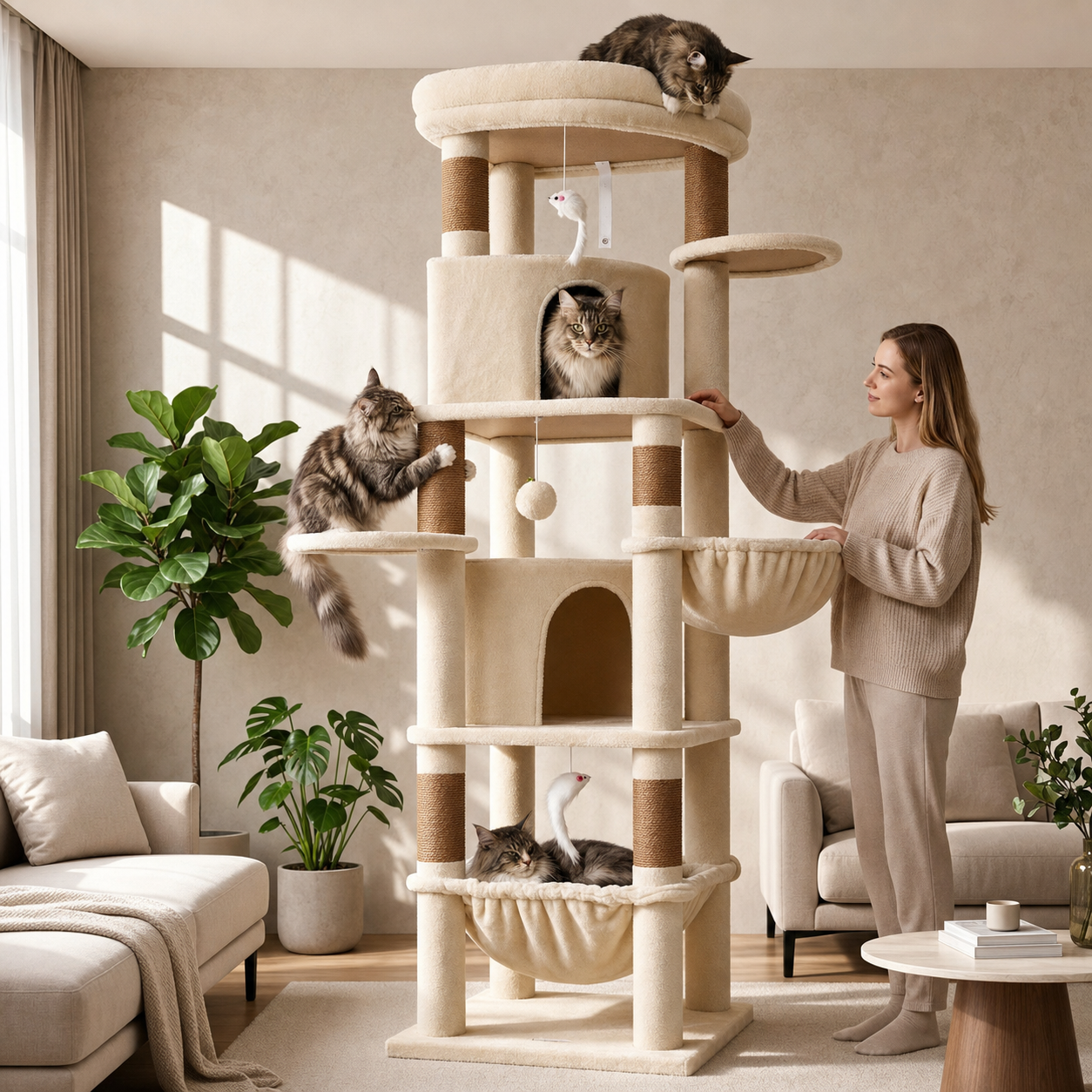 Globlazer 68" Large Corner Cat Tree Tower with Sisal Posts photo 3