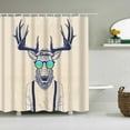 thumbnail image 4 of Cortina de ducha (180cm*200cm astas de ciervo), animales divertidos y frescos, baño de tela con juego de decoración con gancho, 4 of 5