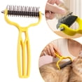 thumbnail image 2 of Double Sided Dematting Comb for Cats & Dogs, Undercoat Rake, Deshedding Grooming Tool, Gentle Matt Remover Detangler for Long Thicks Haired Pets, Pet Grooming Brush (1Pcs) Yellow, 2 of 9