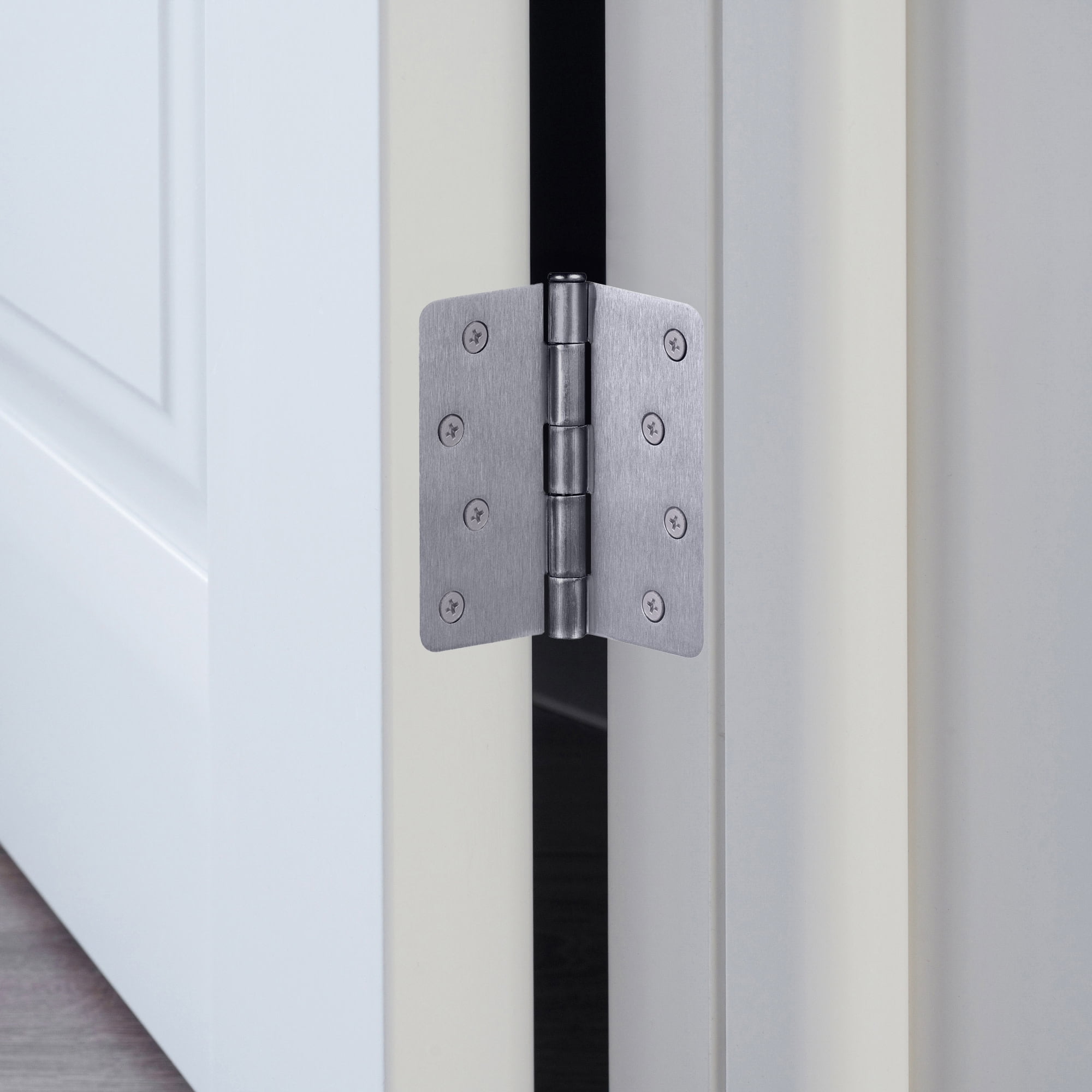 Brushed Chrome Steel Plain Bearing Door Hinge with Removable Pin, 4 x 4 in. 1/4 in. Radius, 3-Pack