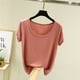 thumbnail image 1 of Fiudx Camisas para Mujer Top Holgado de Manga Corta con Cuello Redondo y Color Sólido de Verano de Gran Tamaño para Mujer, 1 of 3