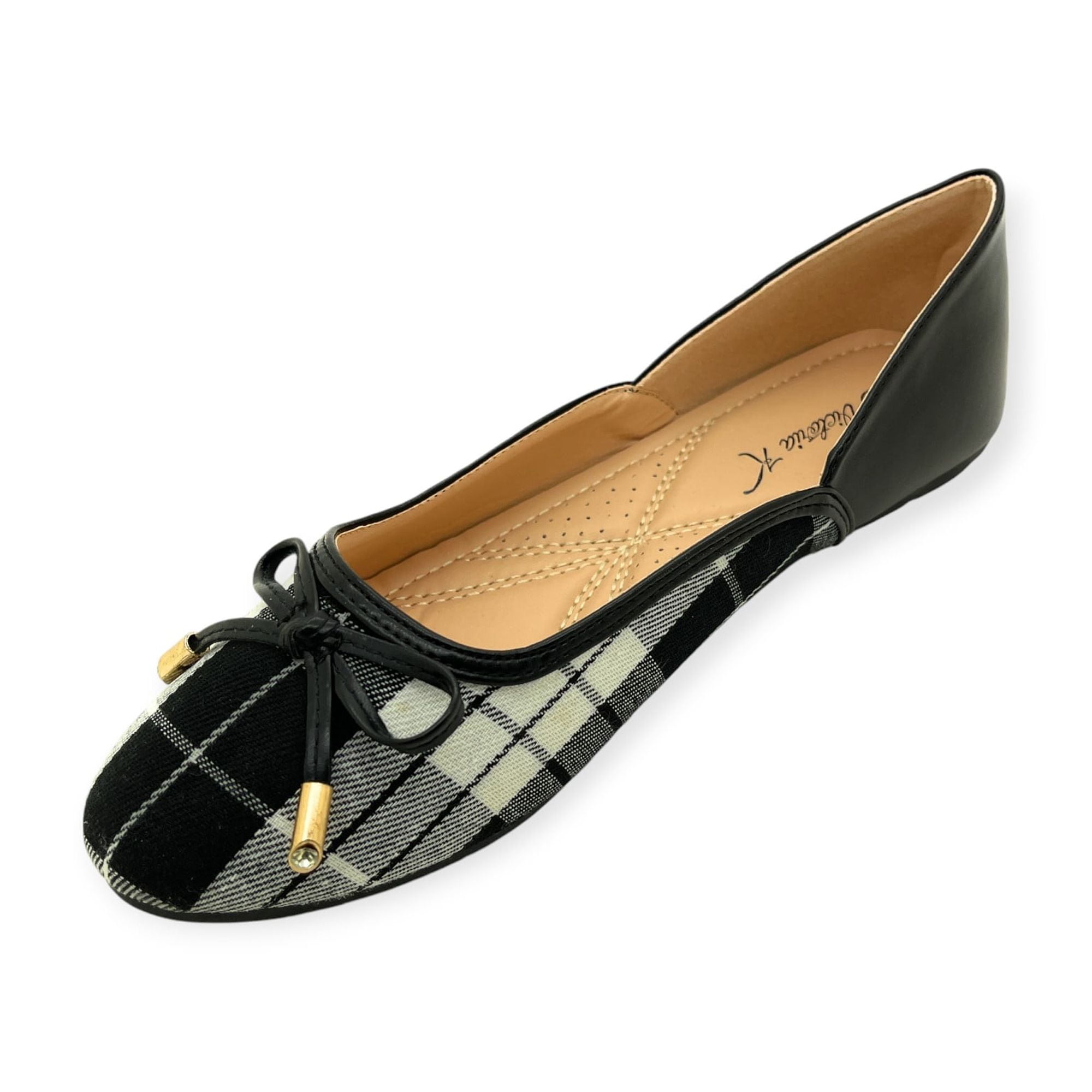 Victoria K Women's Ruffle With Gold Studs Ballerina Flats