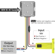 Kzreect 18V to 12V Step Down Converter Compatible with Ryobi 18V Battery Adapter, Voltage Converter DC 12V 15A 180W Buck Converter