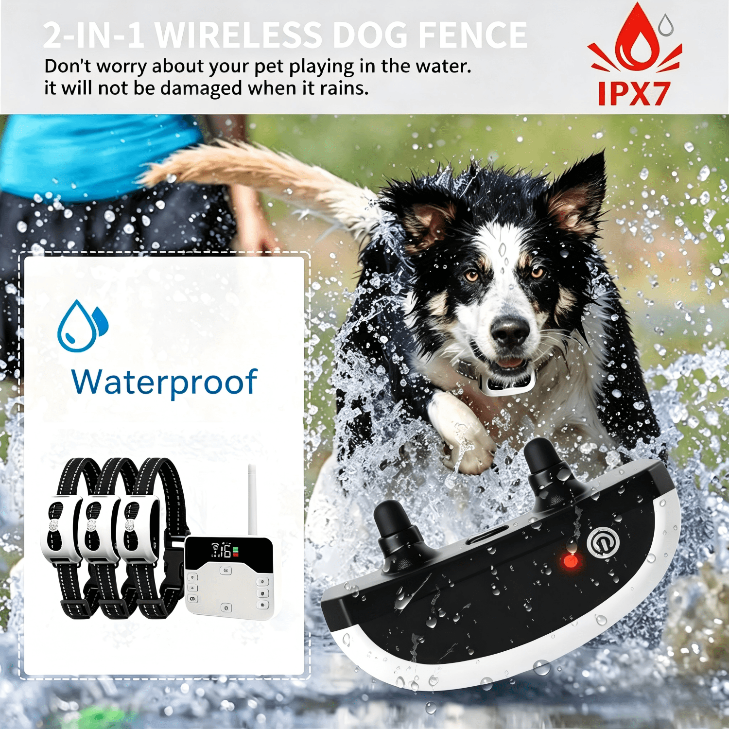 Wireless Dog Fence, Electric Fence System for Dogs, Shock Training Collar, Wireless Pet Boundary Containment System, Waterproof Rechargeable Training Collar for Outdoor,Yard,Campingfor 3 Dogs