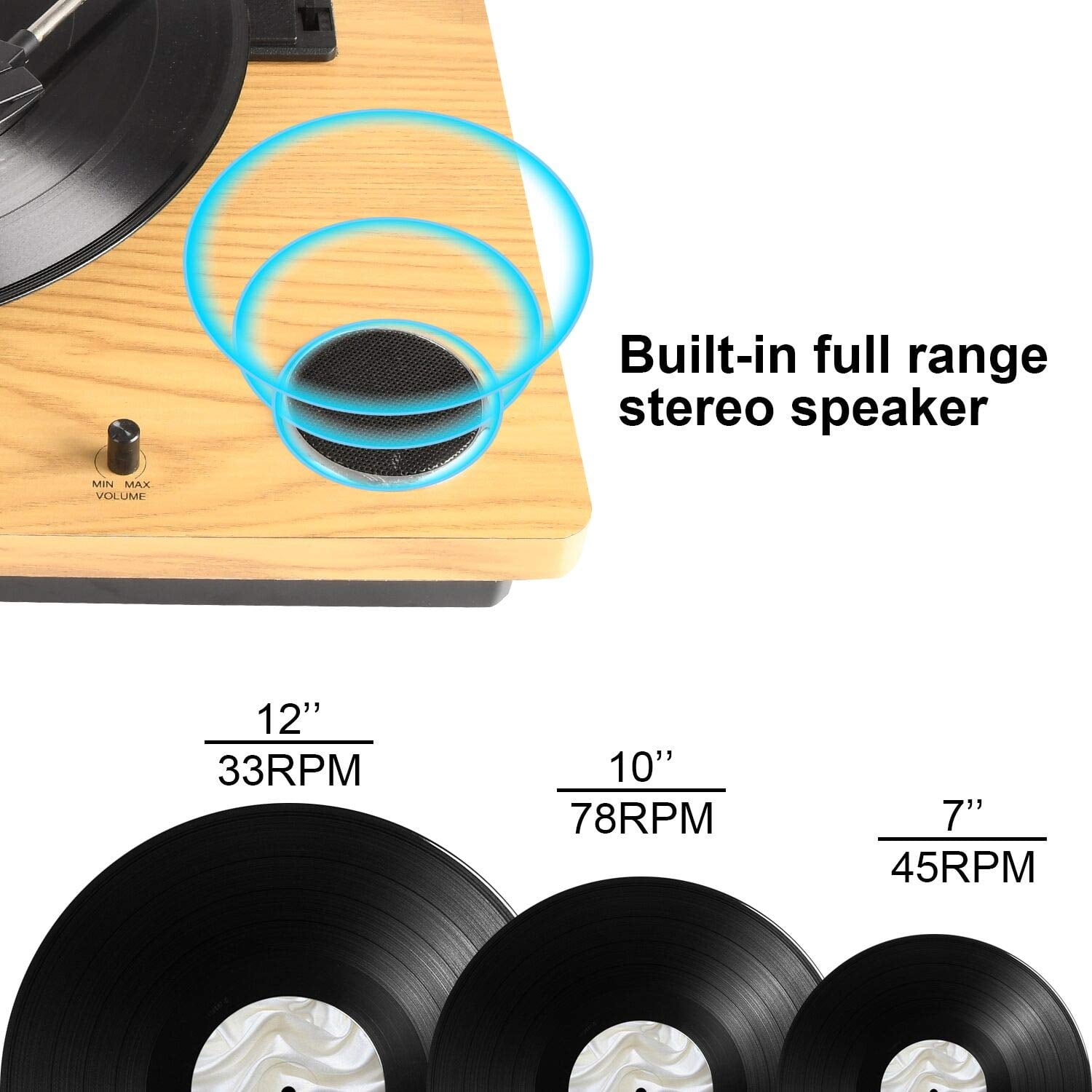 max lp conversion turntable with stereo speakers