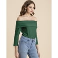 thumbnail image 3 of Moomaya Solid Off-Shoulder Tops, Womens Full Sleeve Casual Vacation Top, 3 of 9