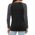 thumbnail image 3 of Hearthz Raglan Sleeve T Shirts for Women Color Block Long Sleeve Shirts for Women Cotton Fall V-Neck Button Loose Fitting Henley Shirts for Women, 3 of 4