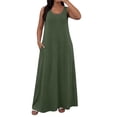 thumbnail image 2 of NTACZA Dresses for Women Trendy Plus Size Maxi Solid Shift Loose Crew Neck Green, 2 of 6