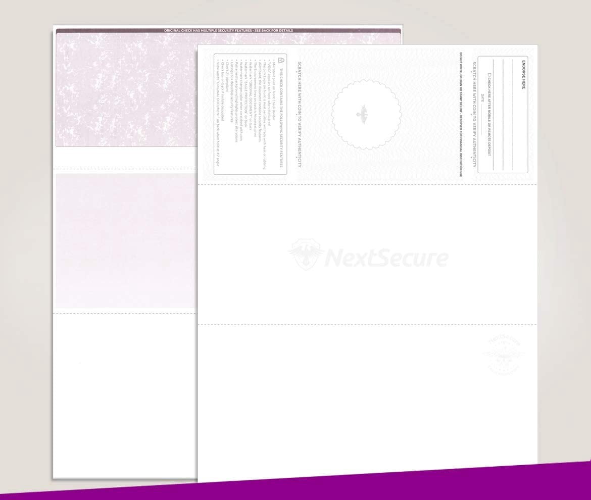 NextSecure Blank Laser/Ink-Jet Checks, 500 Sheets Per Pack Burgundy Top