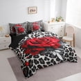 thumbnail image 3 of Castle Fairy Flower Red Rose Twin Bedding Sets 7-Piece for Female Men Adults,Chic Floral Blossoms Bedding Comforter Set Microfiber,Abstract Leopard Print Breathable Sheet Sets,Breathable Home Decor, 3 of 8