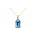 thumbnail image 5 of RYLOS Jewelry For Women Yellow Gold Plated Silver Emerald Cut Gemstone & Genuine Diamond Ring & Matching Necklace Rectangular 16X12MM  Blue Topaz December Birthstone Womens Jewelry Matching, 5 of 8