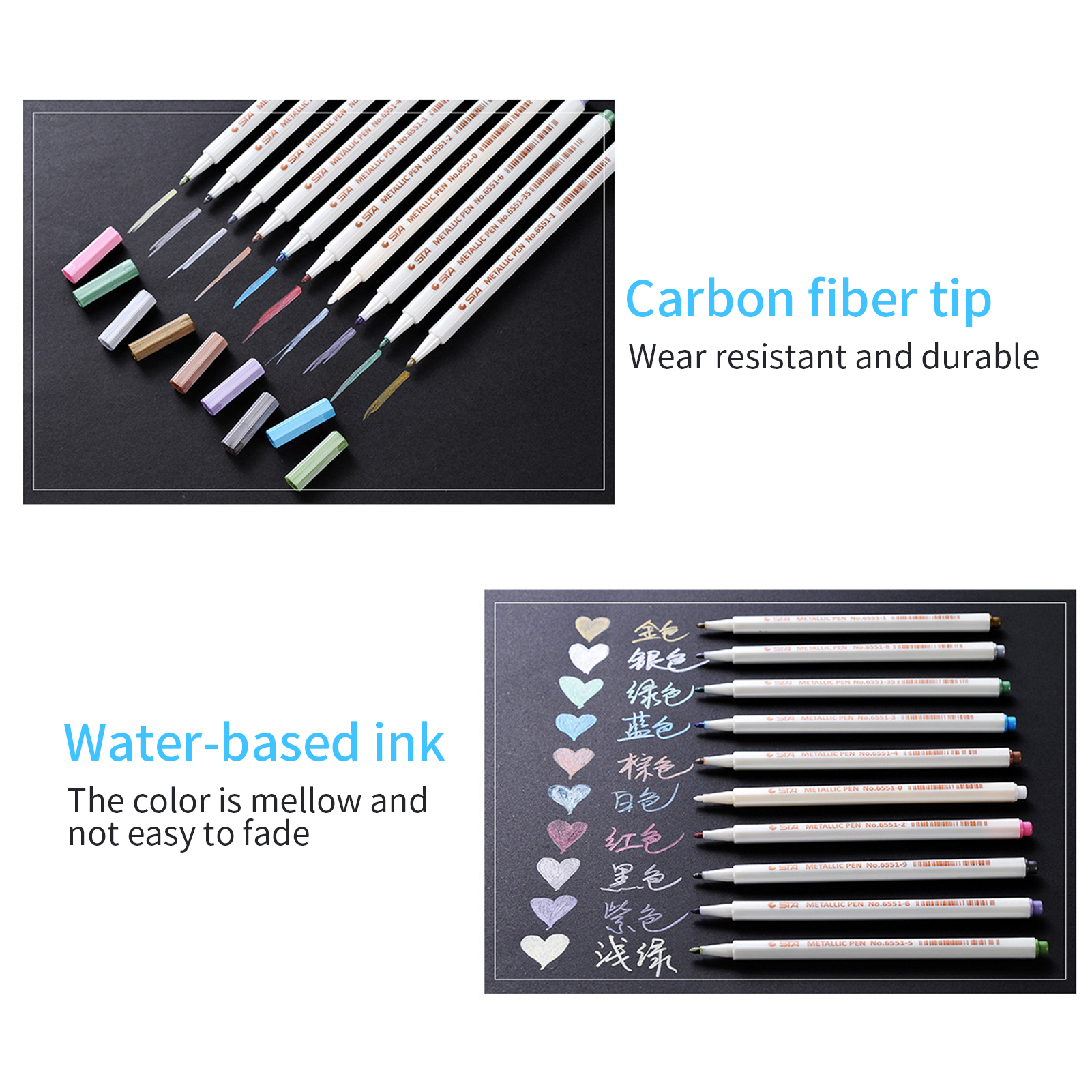 Htovila 10 Colors Acrylic Paint Metallic Markers Set Water-Based Art Marker  1.0-1.5mm for DIY Craft Canvas Ceramic Glass Wood Stone Paper Metal  Graffiti Cardstock Surface - Walmart.com