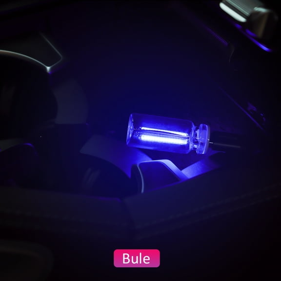 LED Car USB Night Light Glass Bottle Light Touch Adjustable LED USB Lamp Dimmable Portable Mini Glass Bottle Night Lamp Plug and Play USB Atmosphere Light for Auto Interior Bedroom Ambient Light Blue