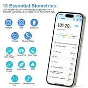 Smart Digital Scale for Body Weight and Fat, Rechargeable Bathroom Weight Scale with 13 Body Composition Metrics BMI
