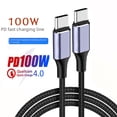 thumbnail image 4 of Cable de datos C a C, cable de carga rápida de 100 W, cable de datos PD de carga rápida de doble cabezal tipo C a tipo C, macho a macho, 100 W, 4 of 4