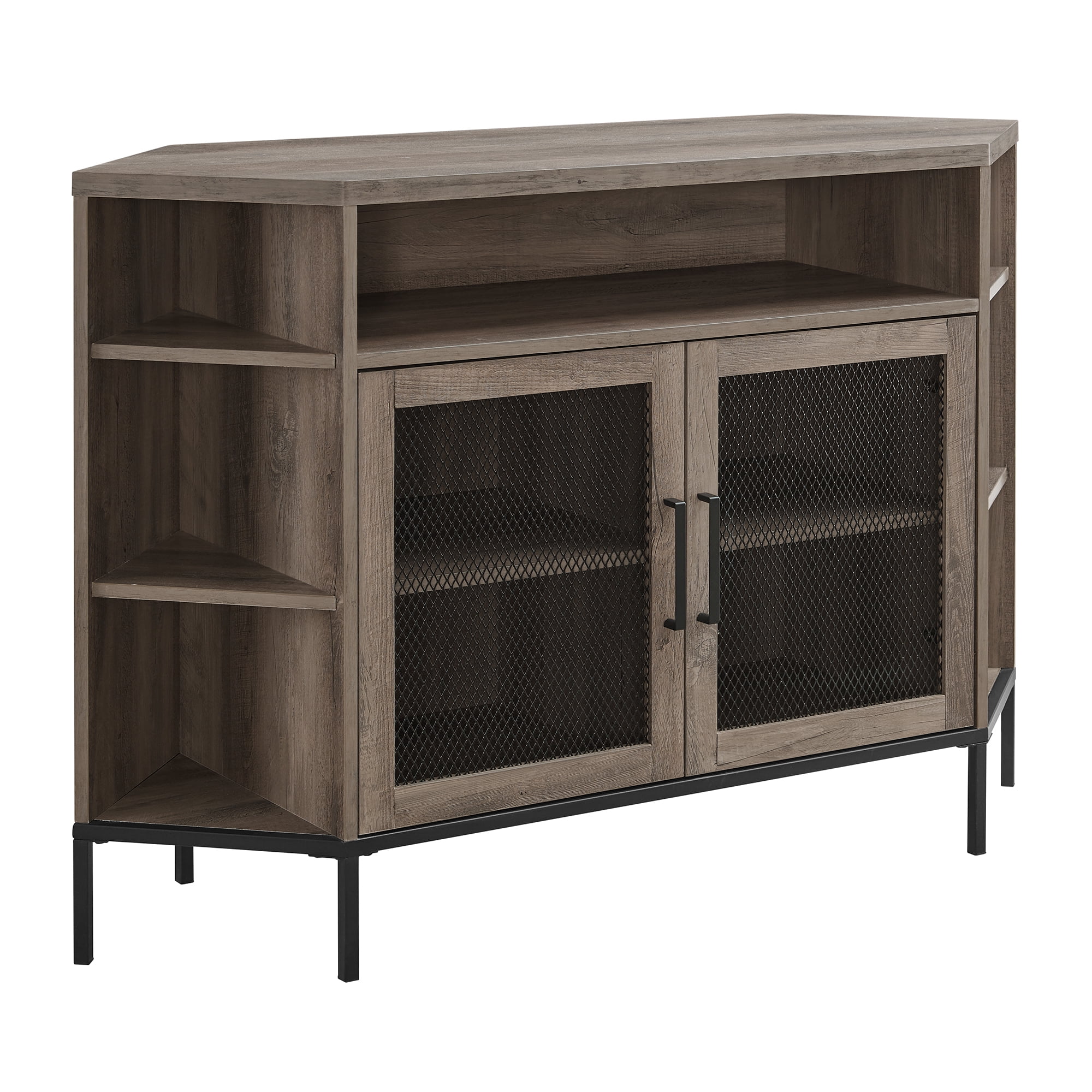 Manor Park Industrial Corner TV Stand For TVs up to 52," Grey Wash