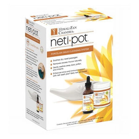 Himalayan Chandra Neti Pot Porcelain Sinus Cleansing System Kit, Neti Wash And Neti Salt, 1 Ea