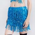thumbnail image 2 of DHFJKG Womens Skirts Low Rise Glitter Sparkly Sequins Tassels Mini Skirt Belly Dance Carnival Performence Wear Soft Skirt, 2 of 5