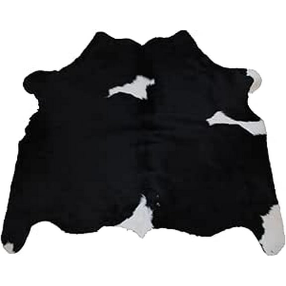 Premium Black White Cowhide Rug, Natural Leather Animal Hide, Hair-on Texture, Ideal Décor Accent for Modern and Rustic Spaces