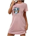 thumbnail image 3 of Ghost T Shirt Dress for Women Halloween Graphic Casual Short Sleeve Tunic Dress Fall Spooky Holiday Costume Look, 3 of 3
