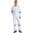 thumbnail image 2 of MSemis Men's 100% Cotton Work Overalls Reflective Strips Jumpsuit Dustproof Dungarees Coveralls White 5XL/195, 2 of 7