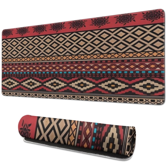 Long Mouse Pads for Desk,Colorful Geometric Striped Pattern Desk Mats on Top Of Desks, Desk Mouse Pad Extra Large with 3mm Non-Slip Base and Stitched Edge for Gaming,Office,Work,Home 31.5"x11.8"