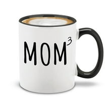 Shop4Ever® Mom Squared Mother of 3 Ceramic Coffee Mug Cup Gift for Mom of Three (Black Handle 11 oz.)