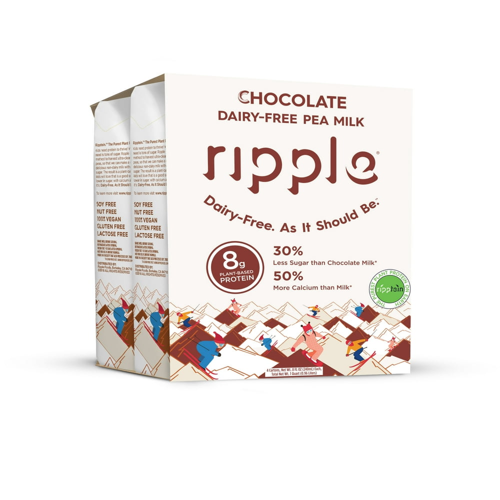 Ripple Chocolate DairyFree Pea Milk, 8 fl oz, 4 Count