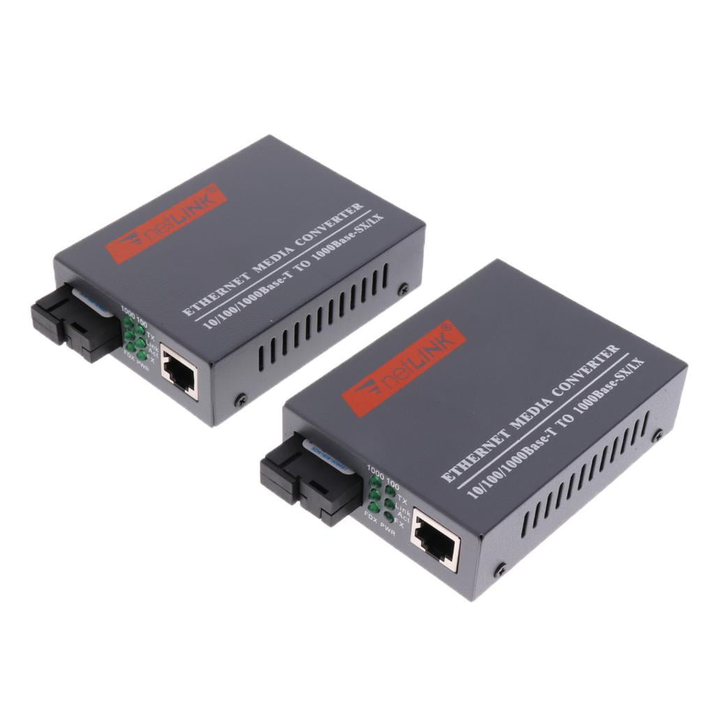 2pcs 100/1000M RJ45 Ethernet to Fiber Optic Media Converters SC Single-Mode 25KM 