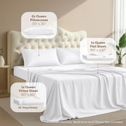 Utopia Bedding Queen Deep Pocket Bed Sheet Set, 4 Piece, 16 Inches, Premium Microfiber Sheets - White
