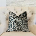 thumbnail image 2 of Plutus Leaf Snap Blue and Beige Luxury Throw Pillow - Double sided 18" x 18", 2 of 3