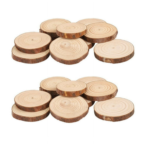 20PCS Rebanada de Registro de Madera Redonda de áRbol Natural para Decoración de Mesa de Corteza de Centro de Mesa