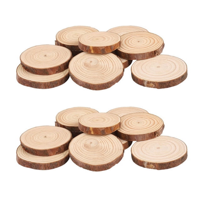 20PCS Rebanada de Registro de Madera Redonda de áRbol Natural para Decoración de Mesa de Corteza de Centro de Mesa