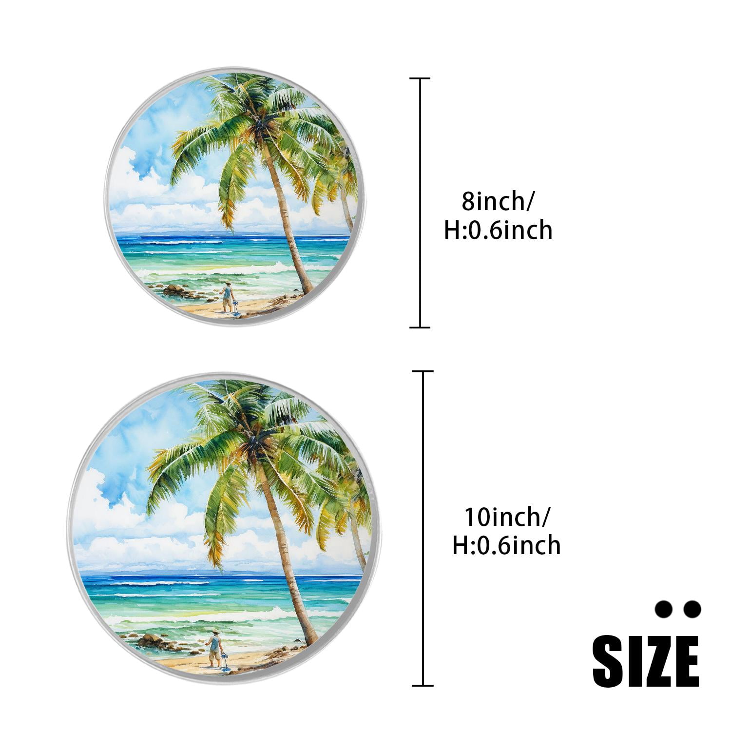 Decorative Stove Burner Covers 4 Pcs Metal Round Stove Burner Covers 8Inch And 10Inch for Home Decor Cooktop Decorative ,Ocean Beach Palm Tree Oil Painting colorful