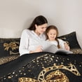 thumbnail image 4 of Erosebridal Chic Cheetah Print Bedding Comforter Set, Personalized Initial S Full Bedding Set, Black Brown, Black Reversible 7pcs, 4 of 6