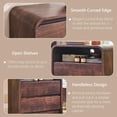 thumbnail image 6 of 25" Tall Modern Nightstand with Charging Station, 23.6'' Wide Wood Bedside Table w/2 Storage Drawers, Large Mid Century End Table for Bedroom, Living Room, Curved Profile Design, Brown, 6 of 7
