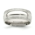 thumbnail image 1 of Solid 925 Sterling Silver 8mm Men's Comfort Fit Double Milgrain Size 4 Wedding Band Ring, 1 of 3