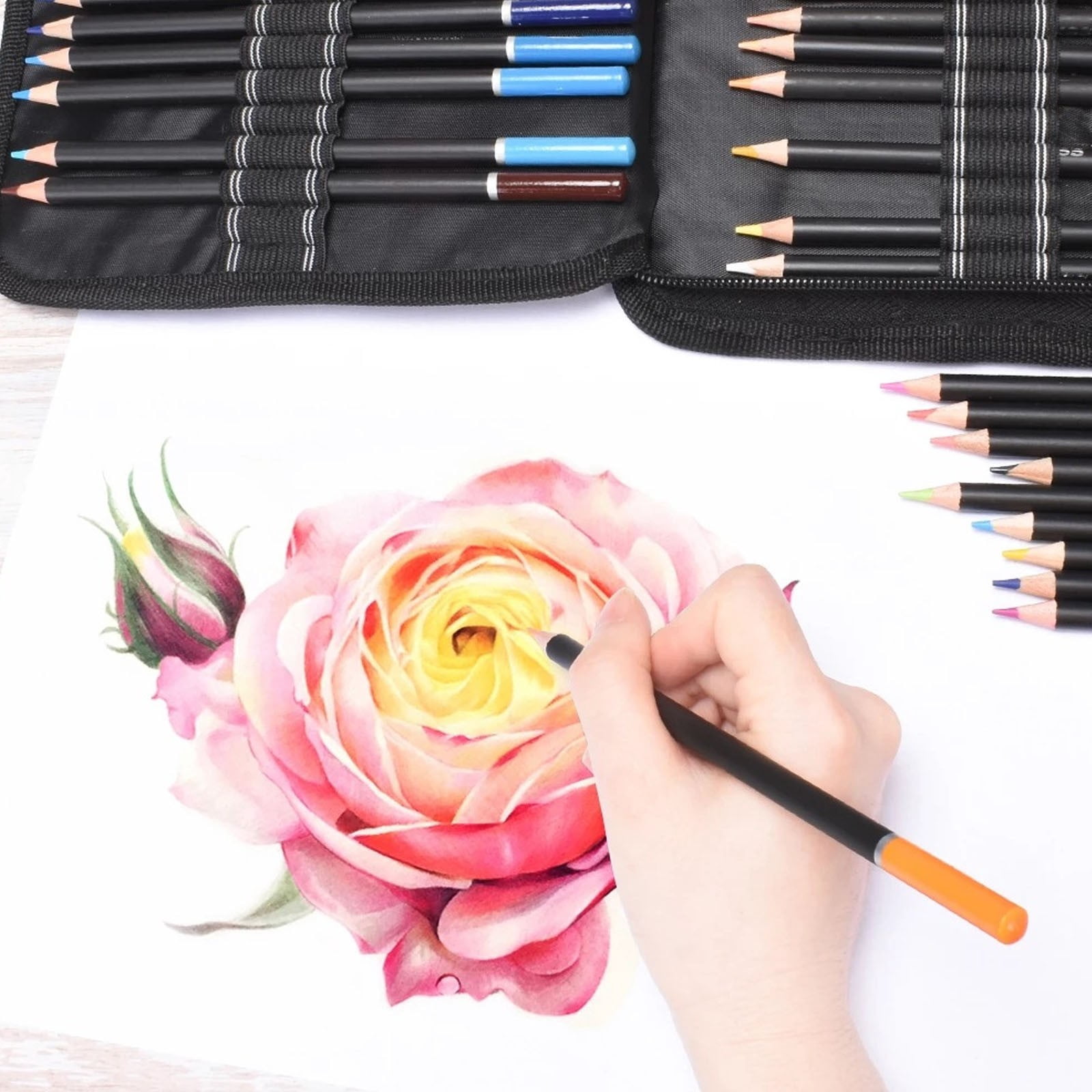 LKXGBMY Drawing Supplies Set, Art Pencils & Watercolor Pencils With Canvas Case for Artists