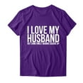 thumbnail image 3 of B91xZ Hauts Tendance pour Femmes, T-Shirt à Manches Courtes Extensible Col Rond, Violet TTG, 3 of 3